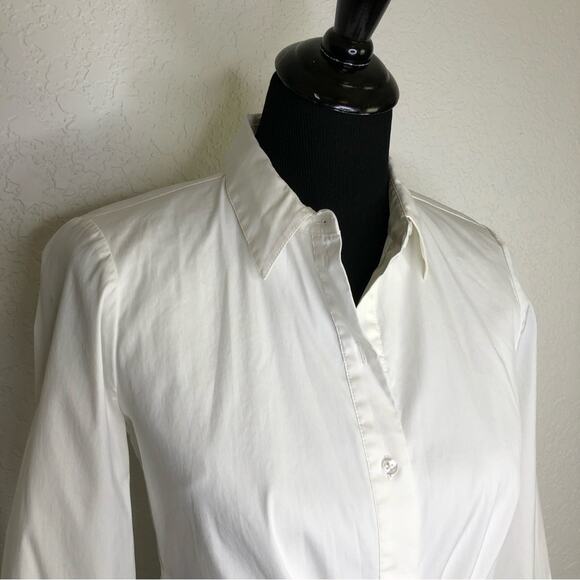 WHBM white button down tie front top size 0 - Picture 3 of 14